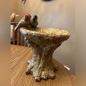Birdbath garden porch decor - bird Tree stump Birdbath ceramic